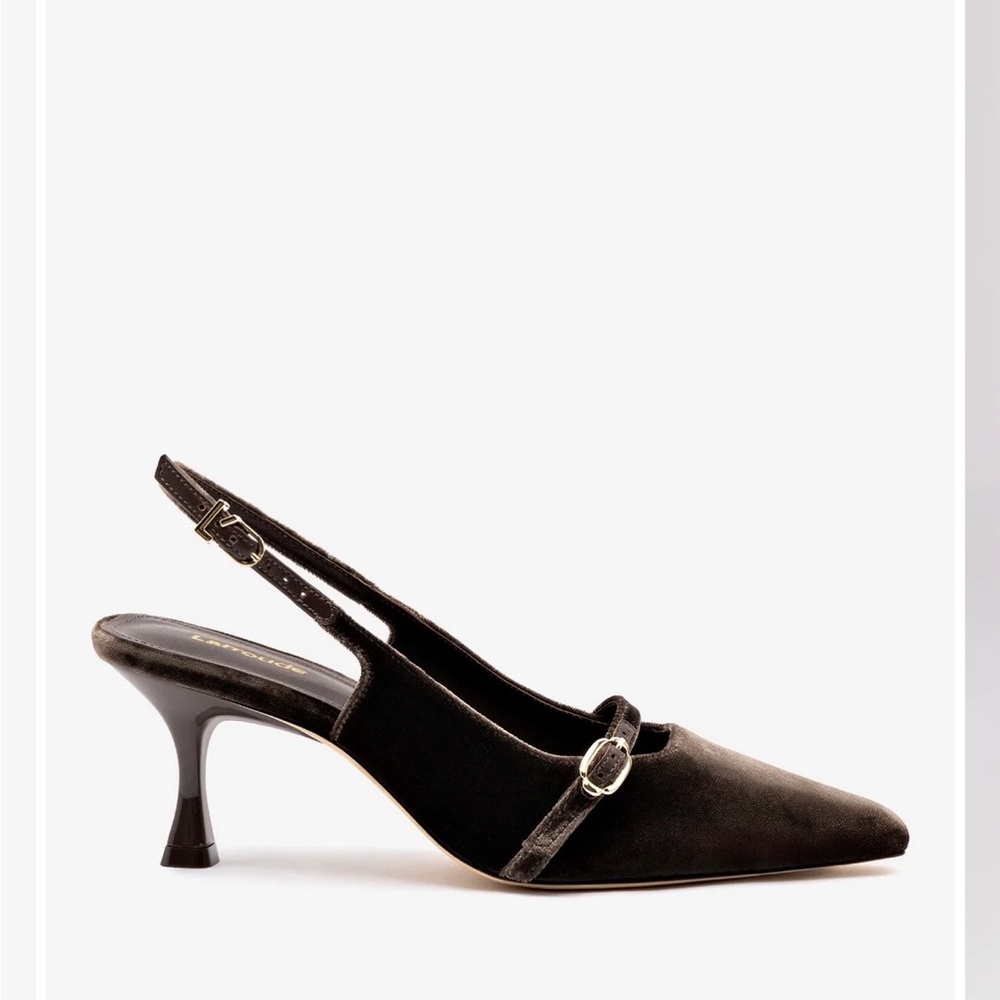Larroude Brown Velvet Ines Heel